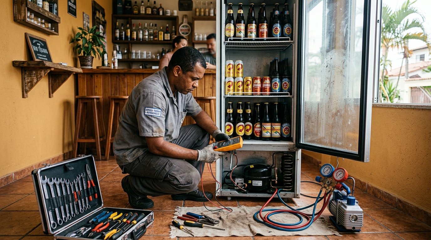 Substituição do termostato de uma cervejeira em Vitória‑ES